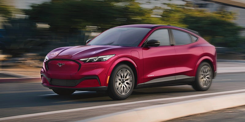 2025 Ford Mustang Mach-E driving on street